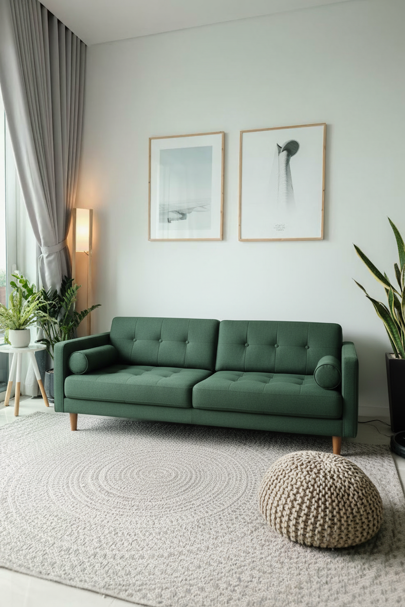 Customer room with sofa swapped by AI